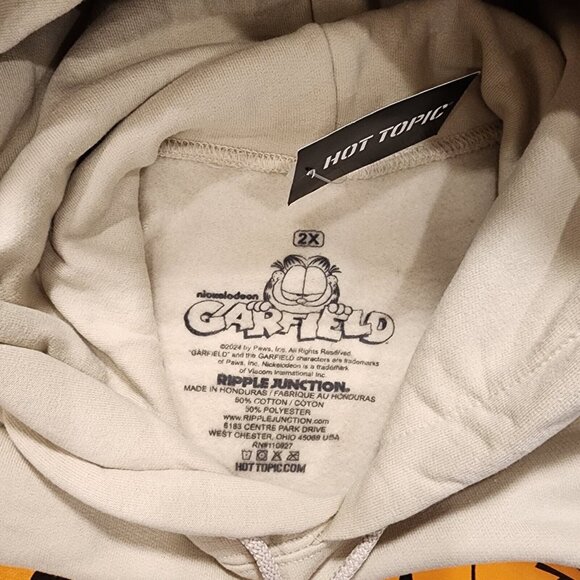 Garfield Nickelodeon Scratching Claws Hanging Hoodie Sweatshirt Beige Size 2XL - Picture 4 of 10